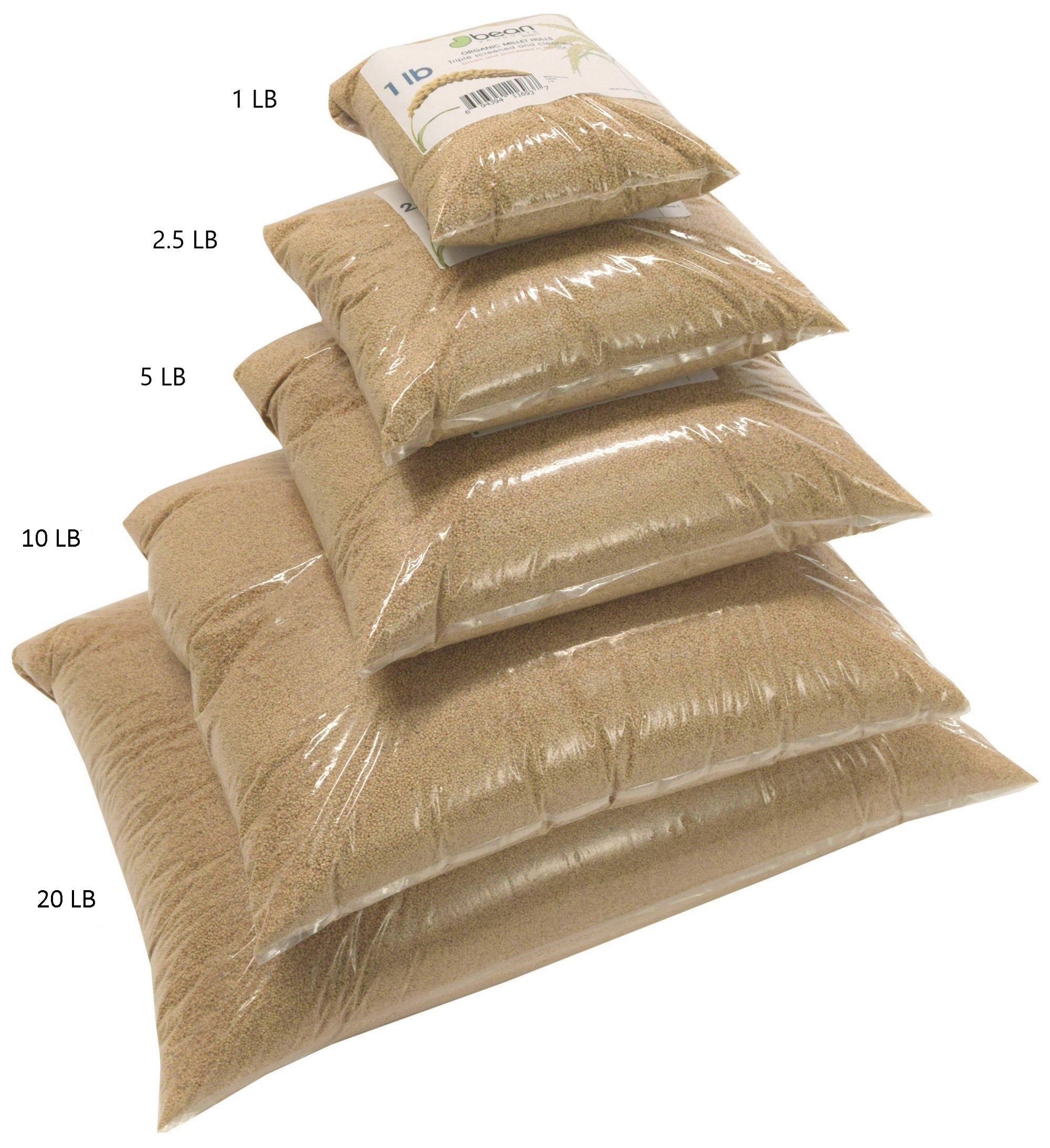 organic millet hull filling for pillows and crafts made in usa several weights and sizes